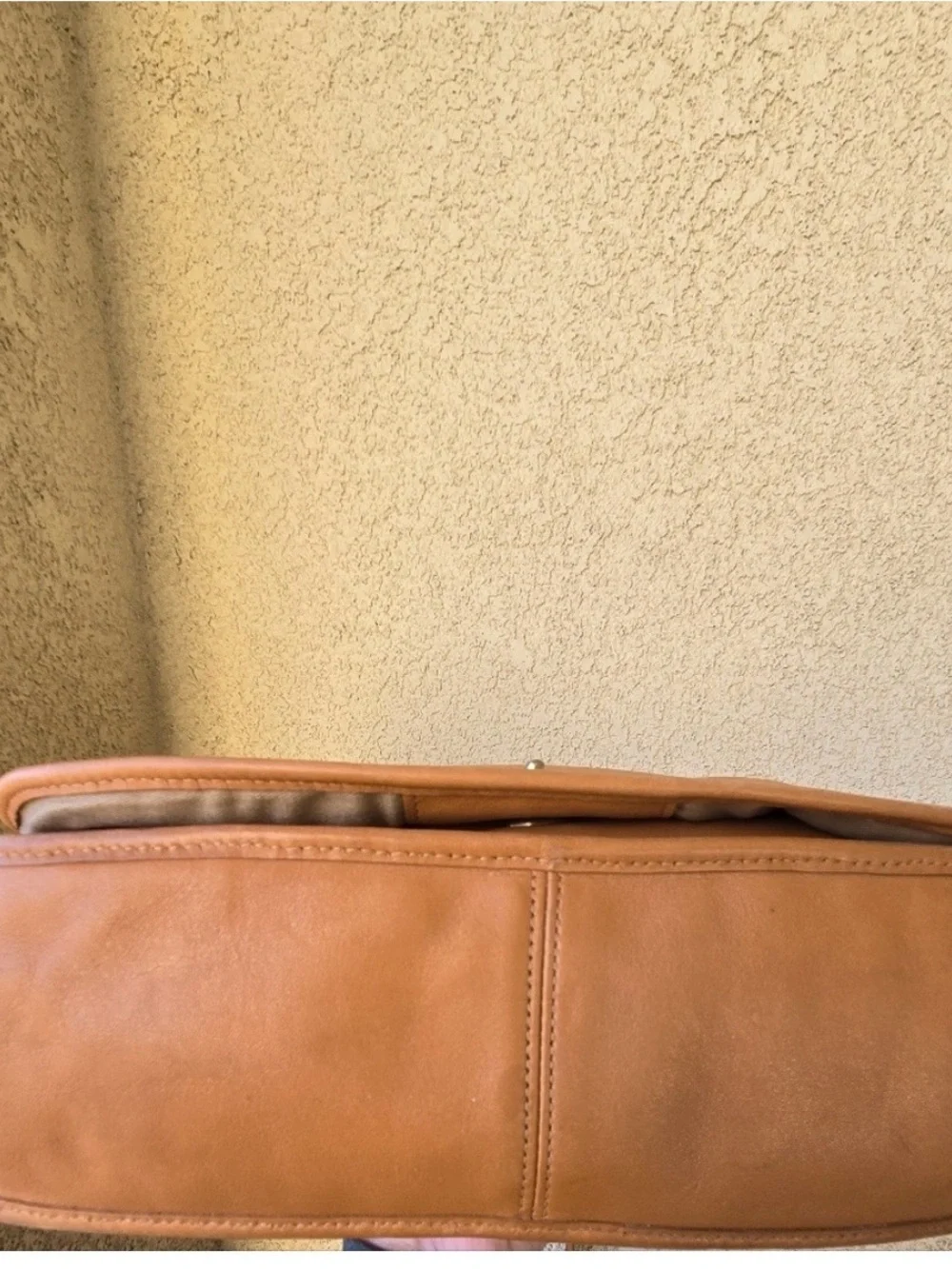 Coach 9718 Tan British khaki colored Legacy Crescent bag purse crossbody